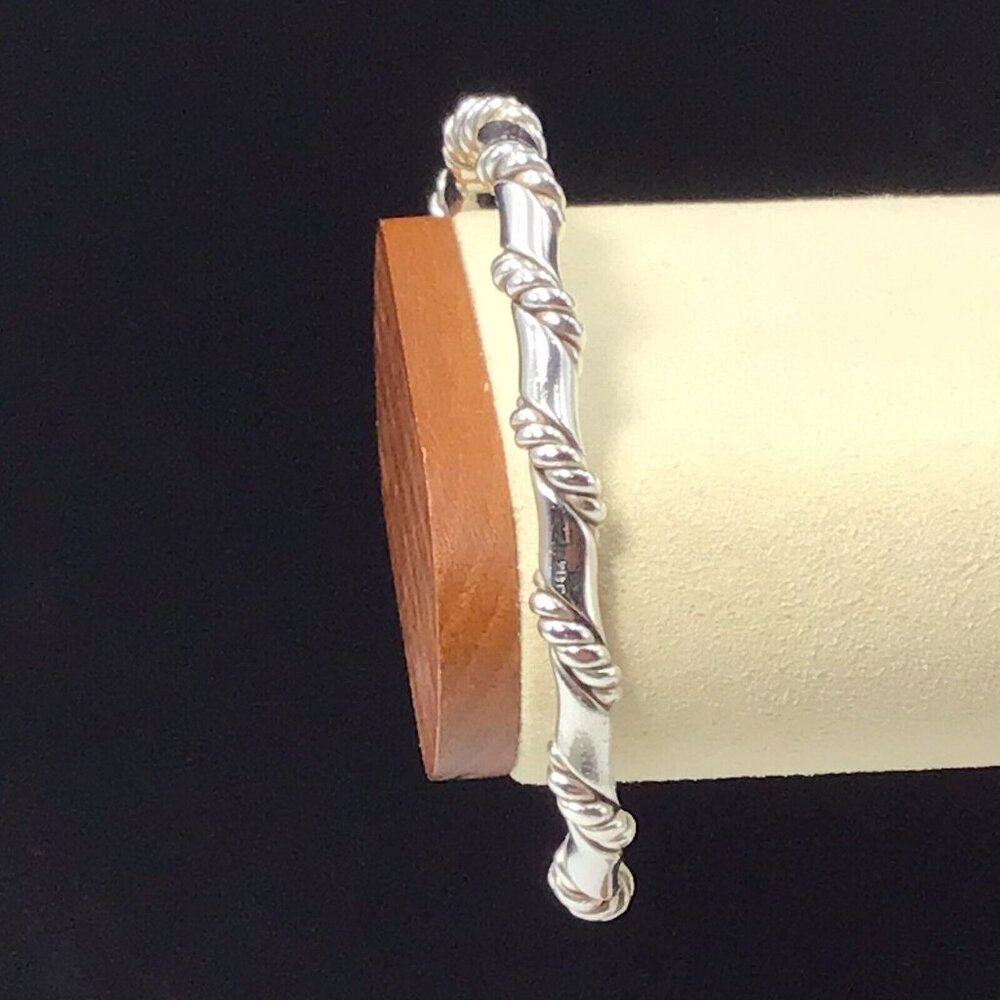 Sterling Silver Cuff Bracelet Solid Braided Desig… - image 2